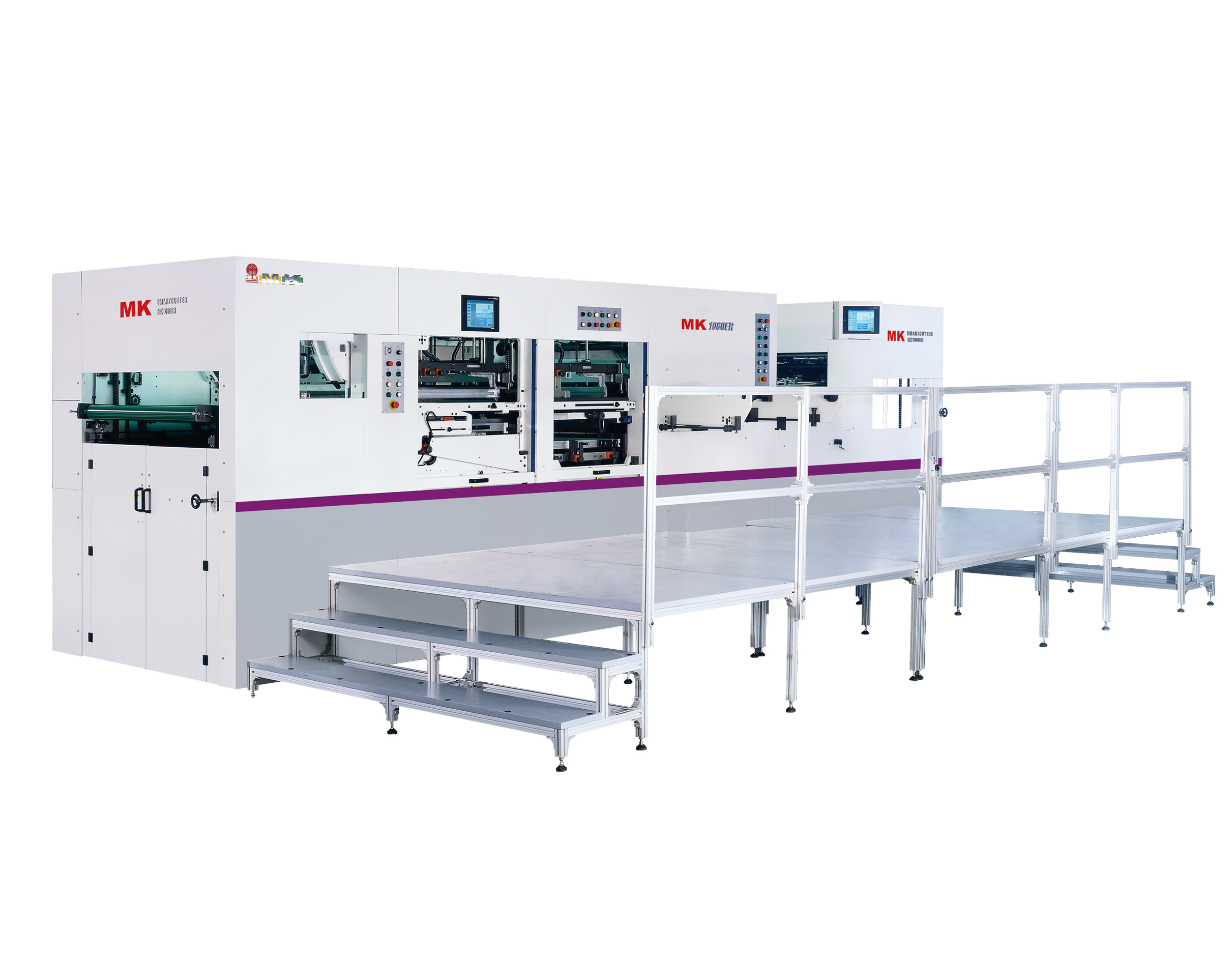 MK1060ER平压平自动全清废模切机
技术描述：全清废技术
2008年，888腾博会推出国内第一台全清废模切机。实现从模切、清废、分盒、自动出料的高自动化纸盒成型加工。为中国全清废技术的突破起到了推进作用，也使全清废模切机正式在国内推广开来。
