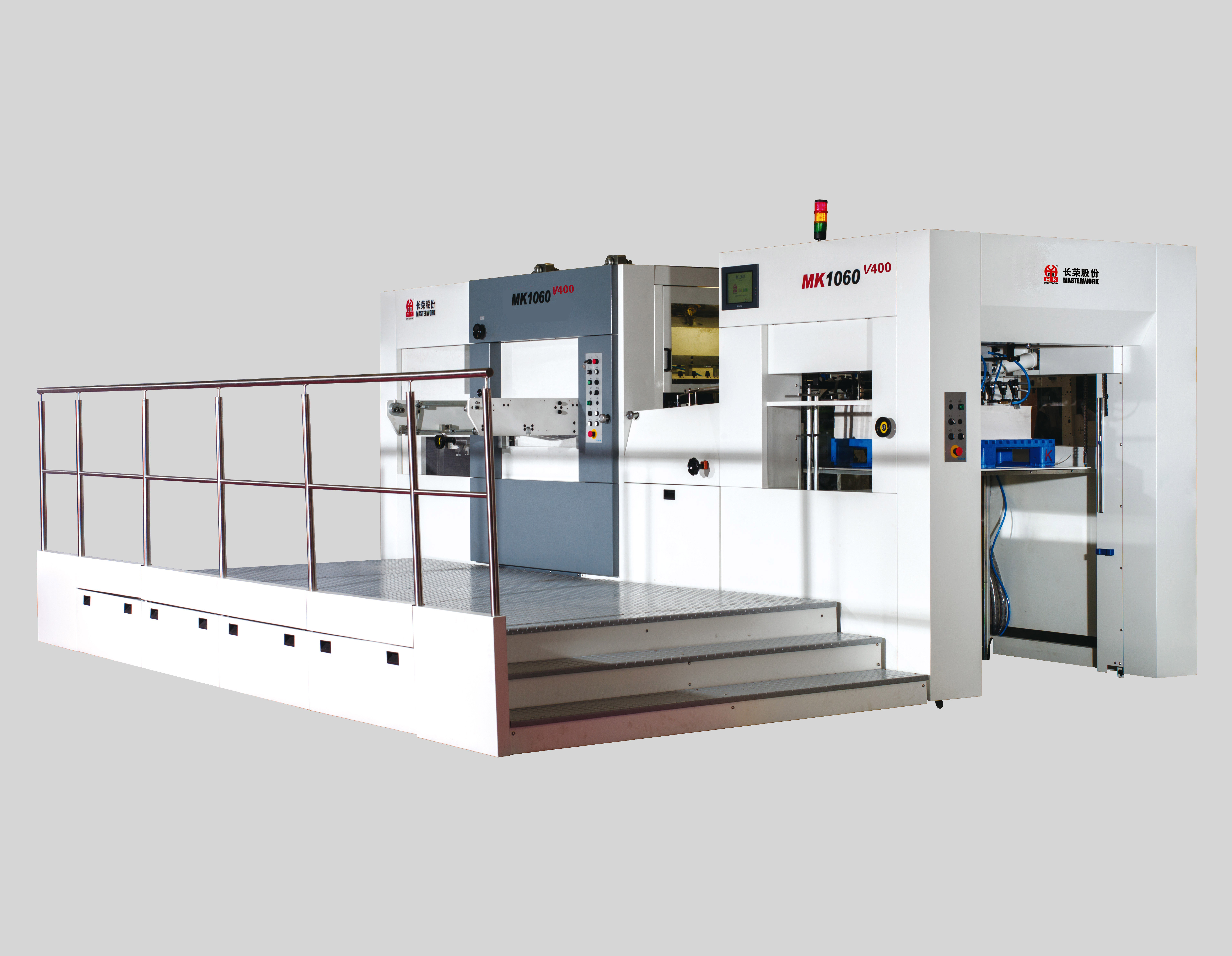 MK1060V400深压纹模切机
技术描述：深压纹技术
最大400吨压力，特殊加长合压时间，以适应各种复杂满版的压纹要求。适用解决高档礼盒-细花纹的深压纹技术难题。
